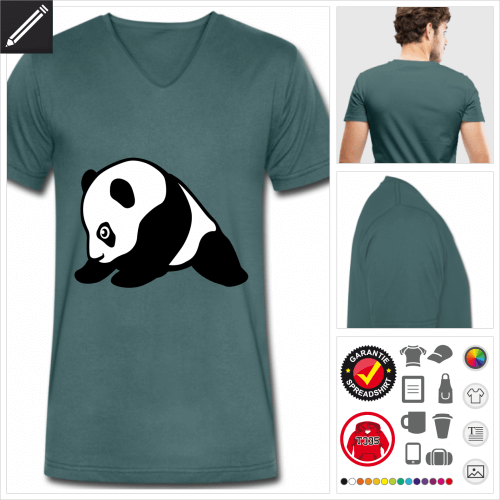 Pandas Kurzarmshirt online Druckerei, höhe Qualität