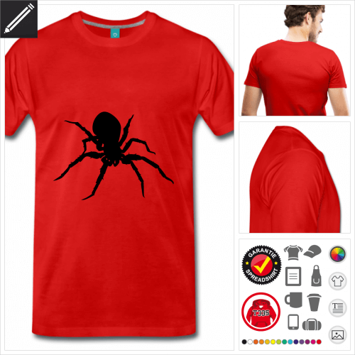 rotes Spinne T-Shirt selbst gestalten. Druck ab 1 Stuck