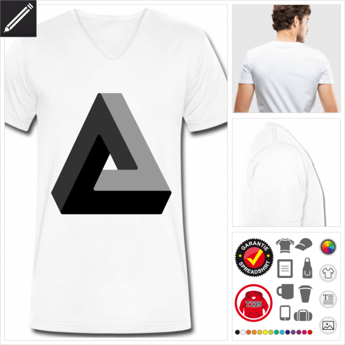 schwarzes Penrose Dreieck T-Shirt selbst gestalten. Online Druckerei