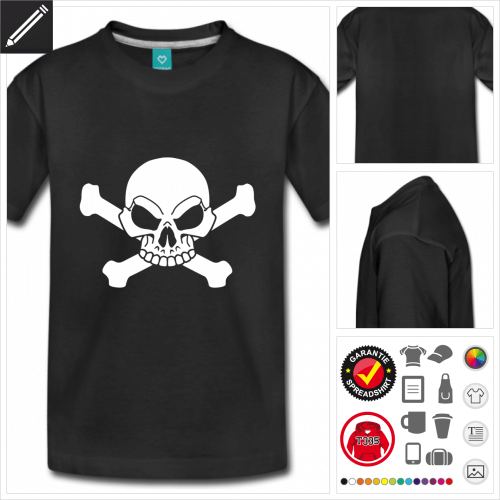 Teenager Piratenflage T-Shirt online Druckerei, höhe Qualität