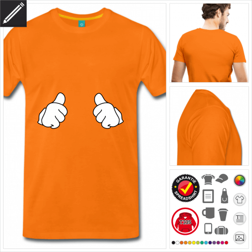 oranges Daumen T-Shirt online zu gestalten