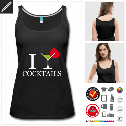 weisses I love Cocktails T-Shirt online gestalten