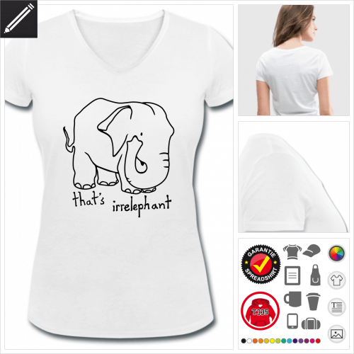 Frauen Elefant T-Shirt gestalten, Druck ab 1 Stuck