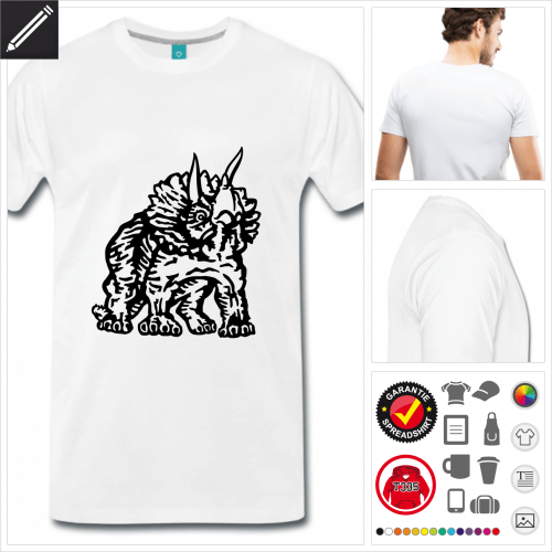 weisses Triceratops T-Shirt selbst gestalten. Online Druckerei