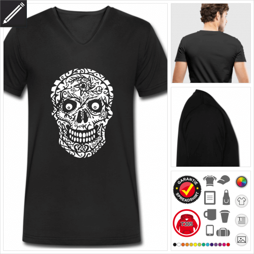 schwarzes Mexikanischer Totenkopf T-Shirt selbst gestalten