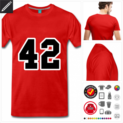 rotes 42 T-Shirt zu gestalten
