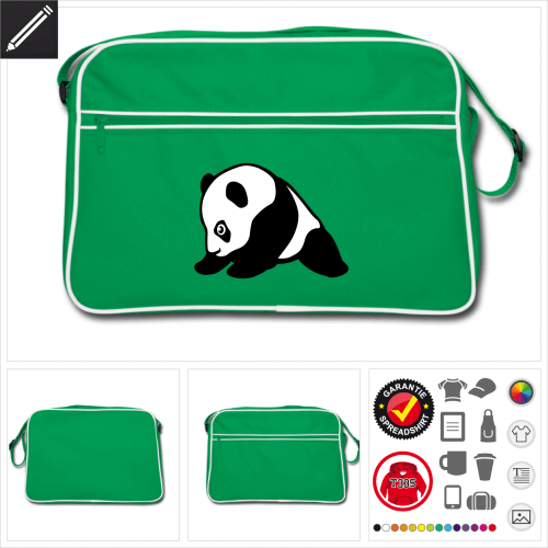 Retro Panda Tasche online zu gestalten