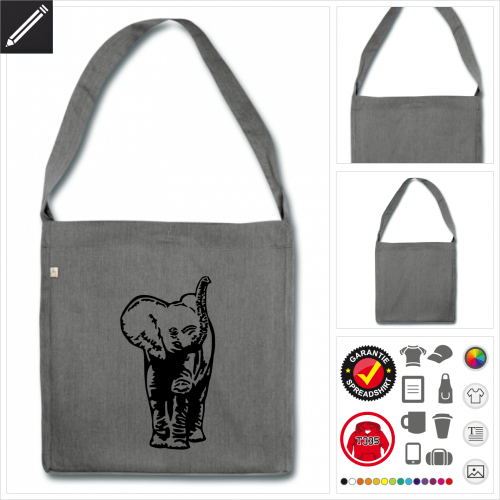Elefantenbaby Schulltertasche online zu gestalten