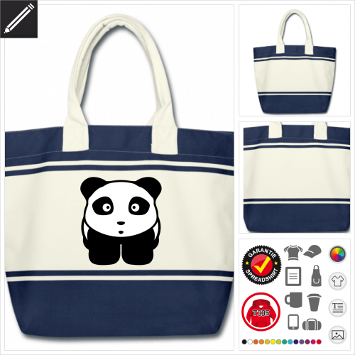 Pandabär Tasche gestalten, Druck ab 1 Stuck