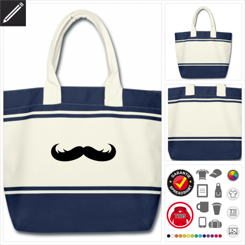 Moustache Schulltertasche online Druckerei, höhe Qualität