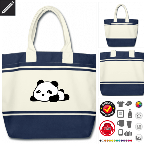 Panda Schulltertasche selbst gestalten. Online Druckerei