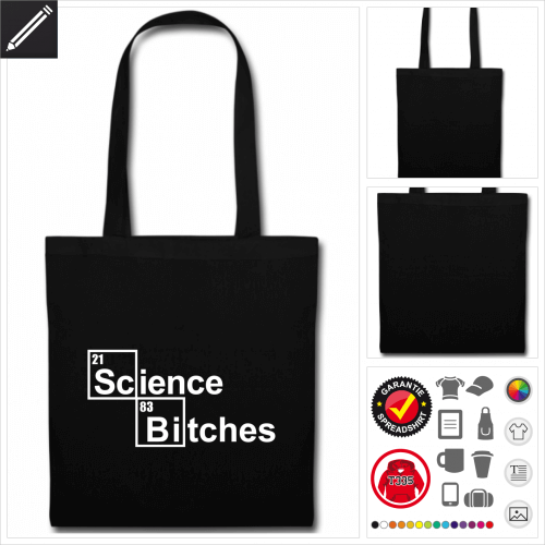 Science Bitches Tasche mit Griffen personalisieren