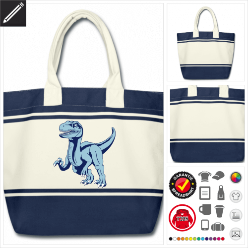 Dinosaurier Raptor Schulltertasche selbst gestalten. Online Druckerei