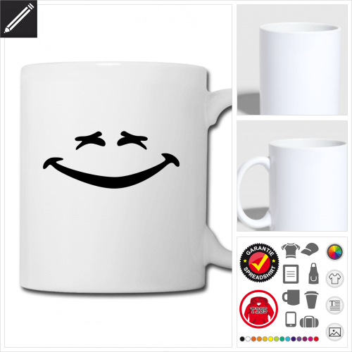 weisse Lustiges Smiley Tasse selbst gestalten. Online Druckerei